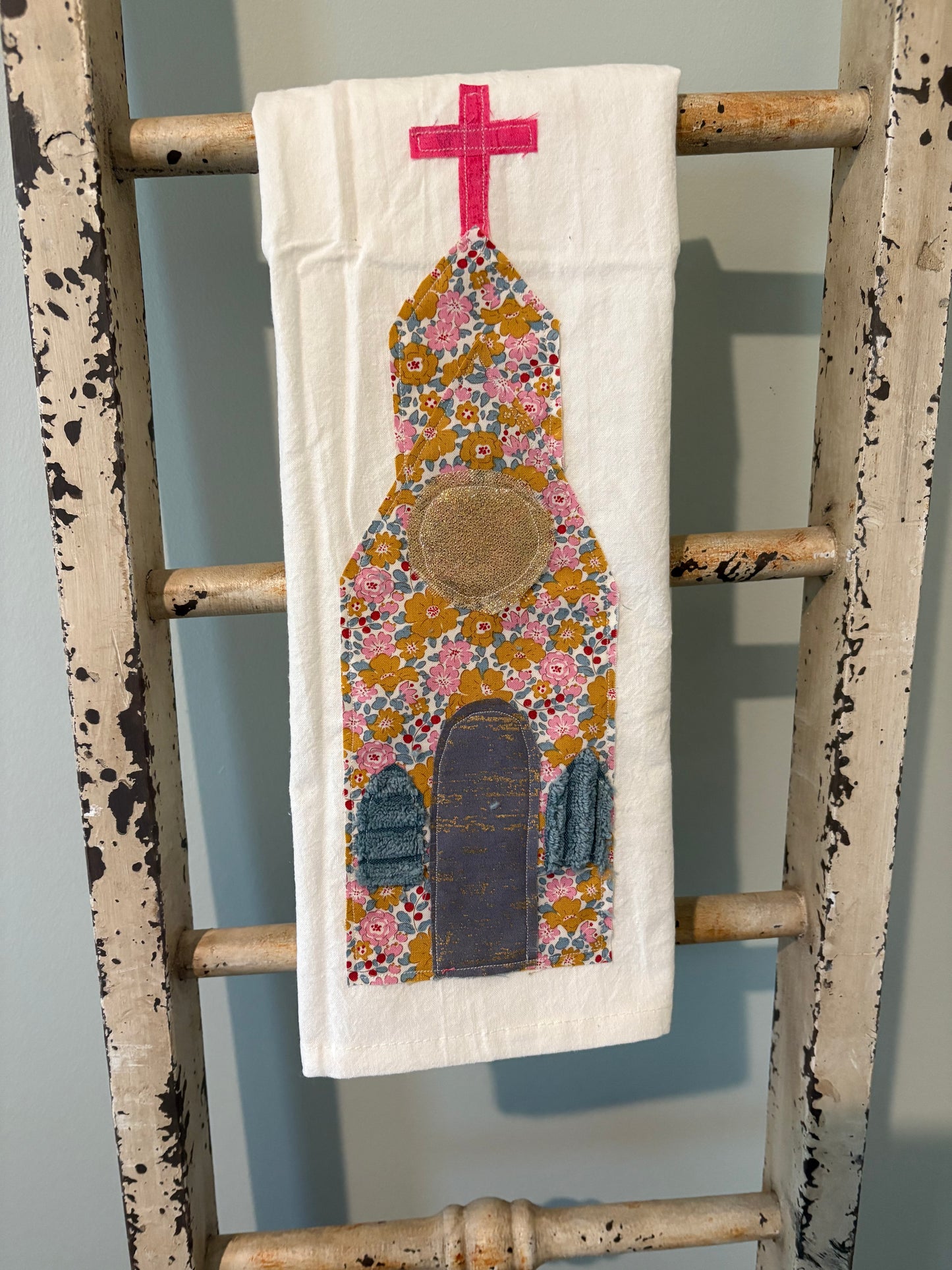 Church Tea Towel Flowers