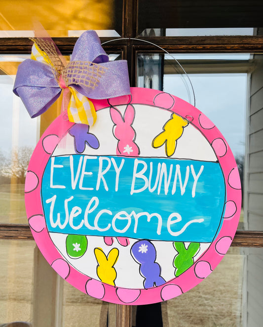 Every Bunny Welcome Wooden Door Hanger