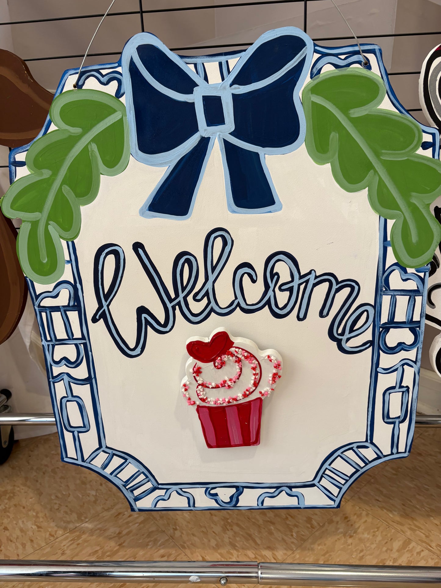 Blue interchangable door hanger