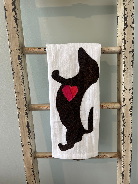 Dachshund Appliqué Tea Towel