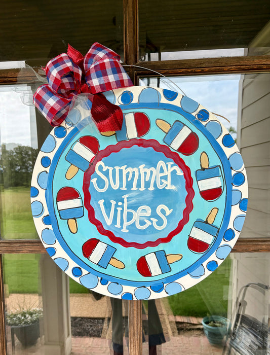 Summer vibes popsicle wooden door hanger