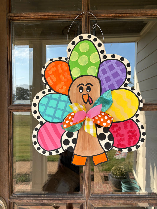Bright Wooden Turkey Door Hanger