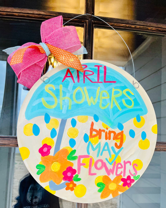 April Showers Wooden Door Hanger
